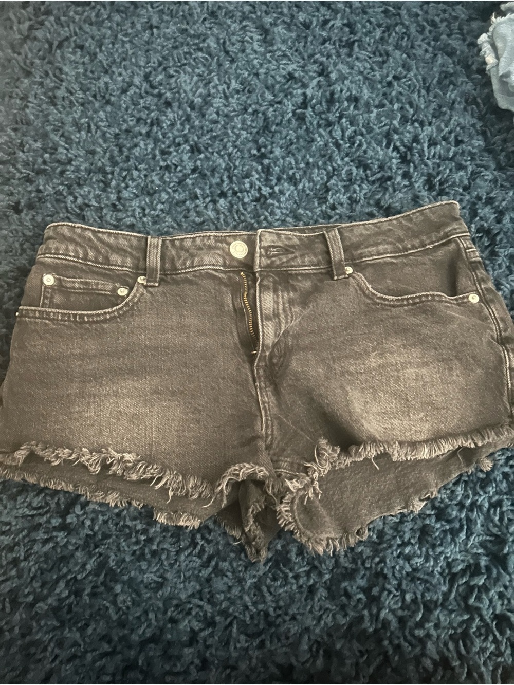 Aeropostale Washed Black Frayed Hem Denim Shorts